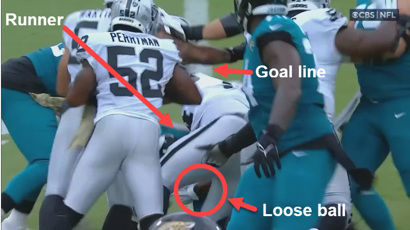 22 Week 9 LV JAX Travis Eitenne BTP while ball is loose